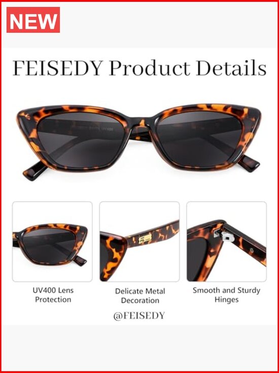 Polarized Cateye Sunglasses Retro Rectangle UV Protection Plastic Frame